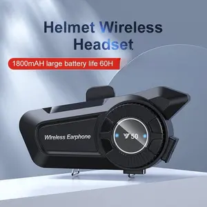 MIDOLA Y50 Contour Shape Helmet Headset Long Standby Dual Phone Pairing Custom Spanish Japanese German French Russian Voice Prompt for Motorcycle Riding