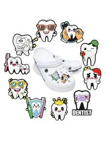 10pcs Cartoon Fun Teeth Health Series PVC Shoe Accessories, Perfect Gift for Kids & Adults, Bag & Shoes Decoration, Shoe Charms