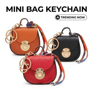 3PS Mini Key Pouch for Women, Cute Leather Crossbody Bag with Colorful Strap, Small Keychain Wallet for Keys, AirPods, Lipstick, Card, Hands-Free EDC Organizer, Trendy Tiny Purse Gift for Her, Mom or Girlfriend outdoorfun
