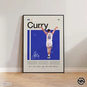 Steph Poster, Golden State Warriors,  Sports Poster, Mid Century Modern,  Basketball Gift, Sports Bedroom Posters