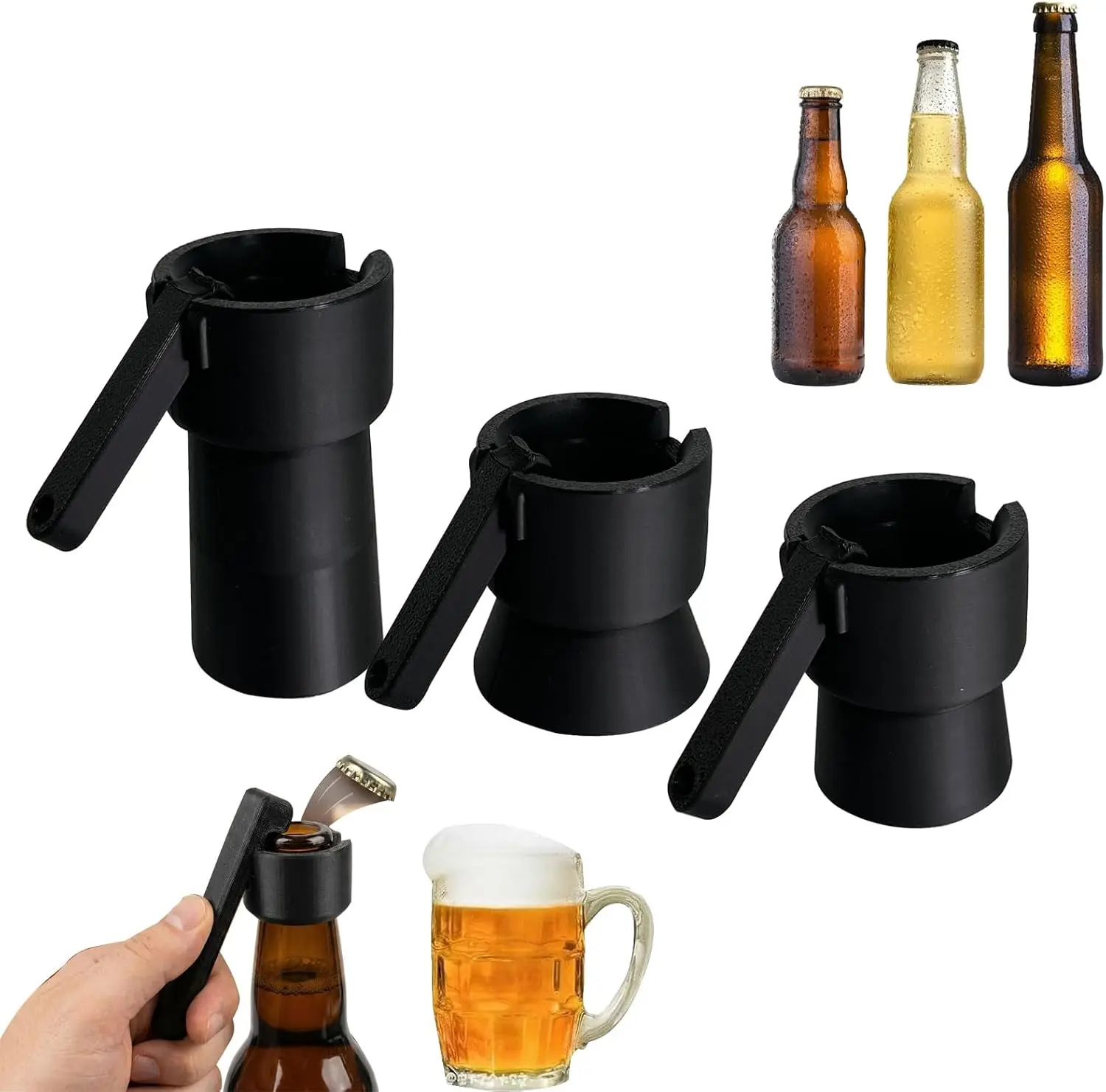 Bottle Cover Opener,3D Printed Cap Blaster Bottle Cap launcher,Three sizes meet most of your needs for Beer, Soda, And Wine Bottles, Perfect for Parties, Gatherings