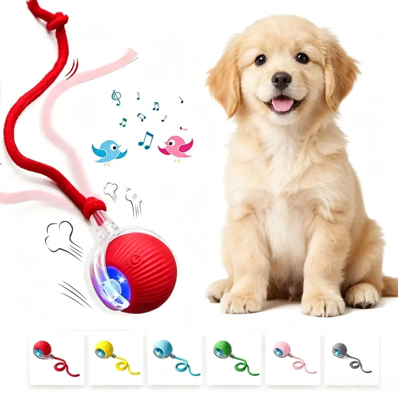 USB Rechargeable Interactive Pet Ball Toy with Bird Chirping Sound, Anti-Depression Exercise Toy for Cats, Party Gift for Pet Owners (Home & Festive Supplies)