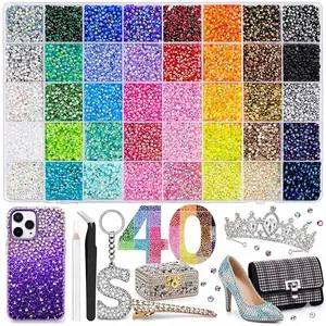 40000Pcs  Jelly Rhinestones for Bedazzling, 3mm Multicolor Resin Flatback Gems with Pickup Tools,  for Diamond Art, Crafting Book Clothing Shoes  Tumblers & Nail Art