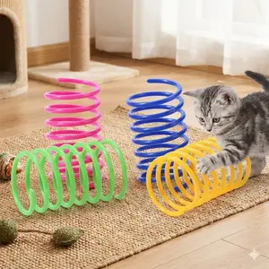 Durable Bite-Resistant Spring Toy Set for Cats: Chew-Proof, Anti-Choking Design, Colorful Interactive Wand with Stress Relief Play, Mixed Colors Available for Biting Training, Wide Opening Safety Structure