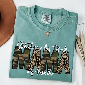 Comfort Colors Glitter And Dirt Mama Of Both Leopard Camo Mom Shirt, Mama Shirt, Mom Shirt, Mom life Shirt, Comfort Colors Shirt