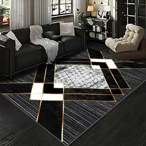 Velvet + Soft, Modern Art Style Geometric Lines Theme Pattern Printed Carpet, Home Decoration Carpet, Large Living Room Carpet, Bedroom Carpet, Bedside Carpet, Decorative Area Rug, Geometric Graphic Rug