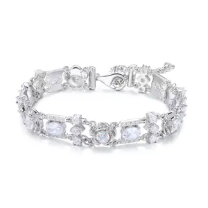 【#CMB15】 Camellia Bracelet Copper Moissanite UCCIYO Lab-Created Moissanite Bracelets For Men or Women Hip Hop Rock Fine Jewelry