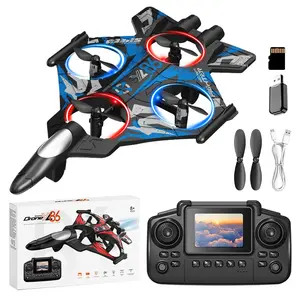 Fighter jet–style aerial drone with built-in screen for remote control—no phone needed; real-time transmission plus 360° acrobatic flips, three speed settings, and LED lighting effects. Great entry point for kids; outdoor flying is both cool and fun.