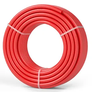 summervibes 3/4 Inch 100 ft PEX-B Flexible Water Hose, Potable Hot/Cold Water Plumbing Pipe, Includes Free Cutter Clamps, Red