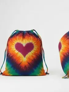 New Tie Dye Canvas Drawstring Bag Reusable 100% Cotton Tote Backpack 18" x 16"  Machine Washable