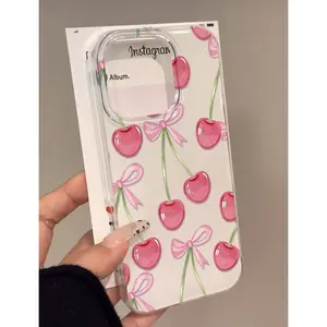 Cherry Bow Fashion Anti Drop Design TPU Phone Case Suitable for IPhone 17 16 15 14 13 12 11 Pro Max Air Plus