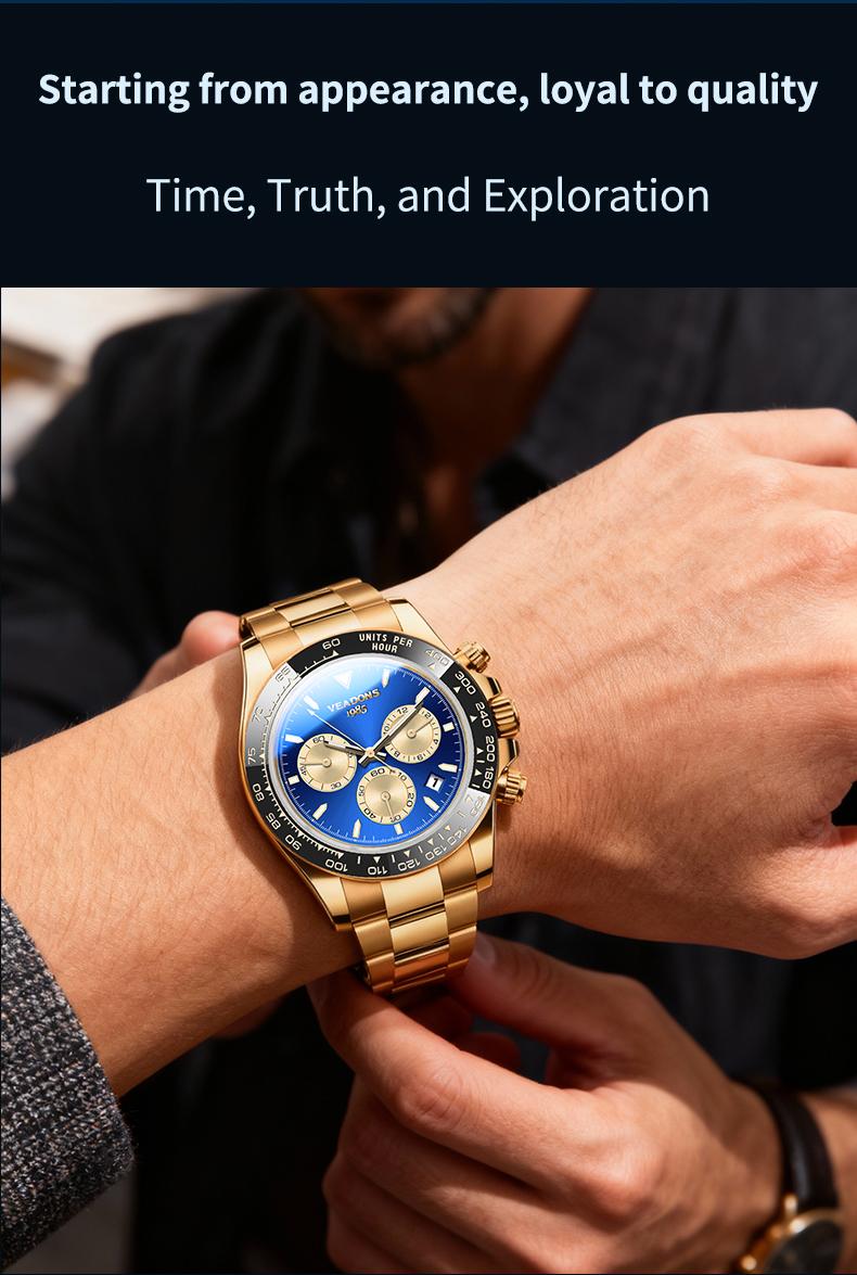 【SpringStatements】Men's  Luxury Dress Watch Business Fashion VALENTINE'S DAY GIFT  Quartz Watch Multifunctional wristwatch Chronograph QuartzMovement Luminous Date WaterResistant Boss Wristwatch for Party DailyWear Birthday Gift with Box
