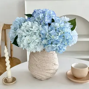 5 Pcs Real Touch Silk Hydrangeas Faux Flowers with Stems for Home Decor Aesthetic Room Desktop Kitchen Centerpieces Artificial Wedding Bouquet Floral Arrangements Valentines Day Gift Ideas