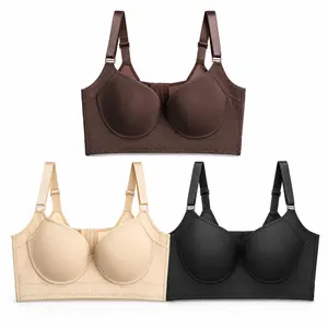 Lunaclo Women's Full Coverage Seamless Bra with 3D Molded Cups & Adjustable Wide Straps Wireless Push Up Support Bra Breathable Soft Fabric Everyday Comfort Lifting Bra for Plus Size & Daily Wear