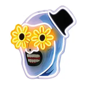 Funny Halloween clown neon wall hanging. Absurd clown art wall decoration with LED neon lights. USB-powered. Perfect for Halloween or Christmas gifts, perfect for bedrooms, libraries, shops, bars, and parties Dimmable Neon sign Mood decorative lights