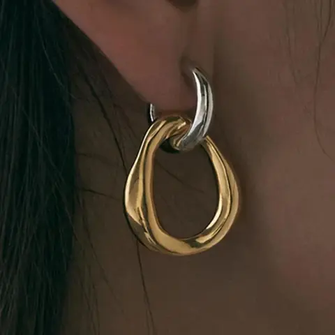 Irregular Geometric Design Earrings, Fashionable Earrings for Women, Elegant Daily Wear for Women, Versatile Fashion Accessories for Office and Party, Exquisite Jewelry Gift, Fashionable Hoop Earrings, Stylish Jewelry