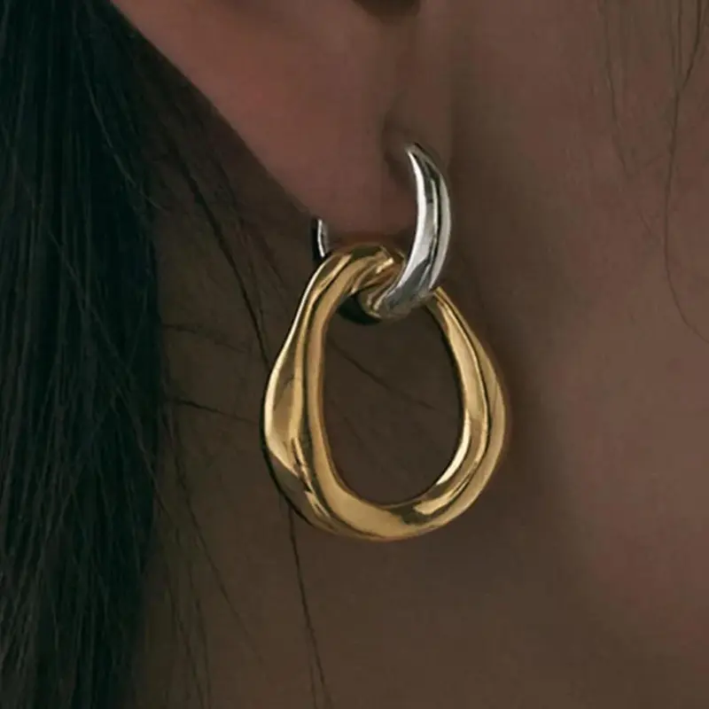 Irregular Geometric Design Earrings, Fashionable Earrings for Women, Elegant Daily Wear for Women, Versatile Fashion Accessories for Office and Party, Exquisite Jewelry Gift, Fashionable Hoop Earrings, Stylish Jewelry