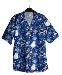 Blue Anime Hawaiian Shirt - Summer Colorful Nature Party Beach Top - Snor, Woop, Grenin, Lucari - Gifts for Anime Fans 2