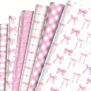 12 Sheets Bow Packaging Paper, Valentine's Day Decorations, Christmas Gift Wrapping, Gift Box Design, Flat DIY Craft Art Paper, Wedding Party Supplies