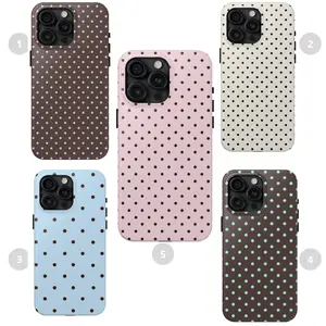 Brown Polka Dot Phone Case - Minimal Style iPhone Case 17, 16, 15, 14, 13, 12, 11 Air Pro Max Plus - Shockproof Transparent Cover/ Best Gift/ Trendy Minimalist/ Dot Pattern