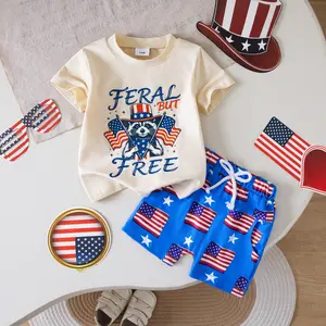 4th of July Baby Boy Outfit USA T-Shirt Tops Independence Day Elastic Shorts Toddler 2 Piece Fourth of July Outfits