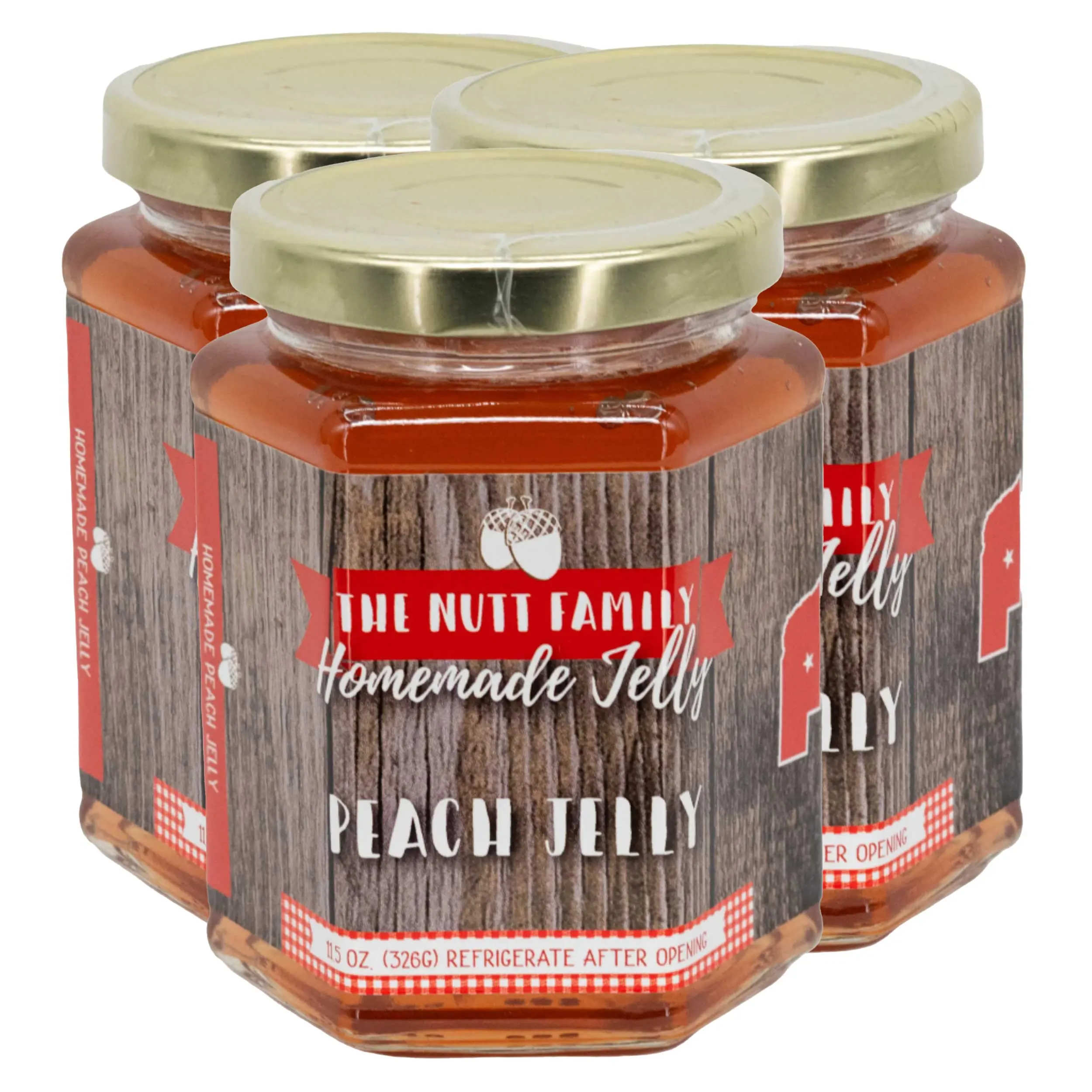 Peach Jelly | Pack of 3 | 11.5 oz | Nutt Family Jams & Jellies