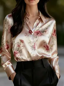 Viral Old Money Aesthetic! Abstract Zebra Swirl Satin Blouse | Elegant Silk-Like Button-Down Shirt for Effortless Chic