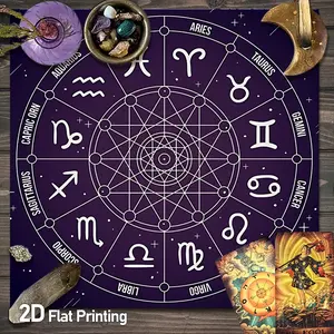 12 Constellations Tarot Card Tablecloth Zodiac & Astrology Altar Cloth Star Symbols Decor Oracle Cards Pads Square Tablecloth Meditation Spaces Gaming Tapestry Wall Hanging for Spread Divination Witchcraft Magic Supplies