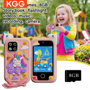 KGG Cute Cartoon Kids Learning Phone with 8GB Storage & Dual Cameras, featuring stories, video, music, calculator, 12 habit trackers and 20 educational games, a multifunctional learning toy for boys and girls.