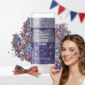 Glitter Stick – Red, white, and blue body and hair shimmer – Independence Day party makeup – Fun holiday makeup – Easy to apply and easy to wash off