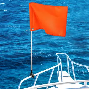 12" x 18" Water Ski Flag with 53" Adjustable Pole and Stable Holder, Boat Safety Accessories for Watersports Wakeboarding