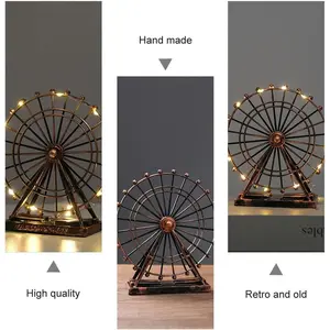 Ferris Wheel Model with Light Strip, Sky Wheel Ferris Decor Photo Prop Sky Landmark Buildings Set Circus Sculpture for Valentine's Day Cabinet Home Decor