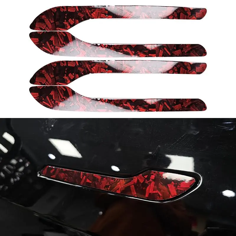 For Tesla 3/Y Accessories Pre-Cut Door Handle Forged Carbon Fiber Vinyl Wrap Automotive Sticker Stickers on Car Decal Adhesive