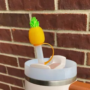 Vibrant Pineapple Tropical Cute Straw Toppers and Charms for Stanley Tumbers & 9.5mm Straws with Durable PLA Design - Stylish, Beverage
