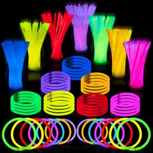 800 Pcs Bulk 8" Glowsticks Bracelets Necklaces, Glow in the Dark Neon Easter, Christmas, Halloween, Football Party Supplies Pack Gifts Plastic