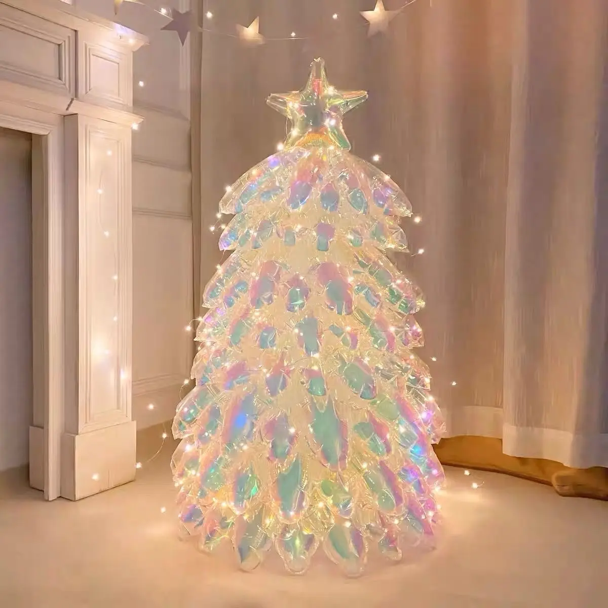 Christmas tree 1 with 6m led light strings; Christmas tree 2 with 6m led light strings