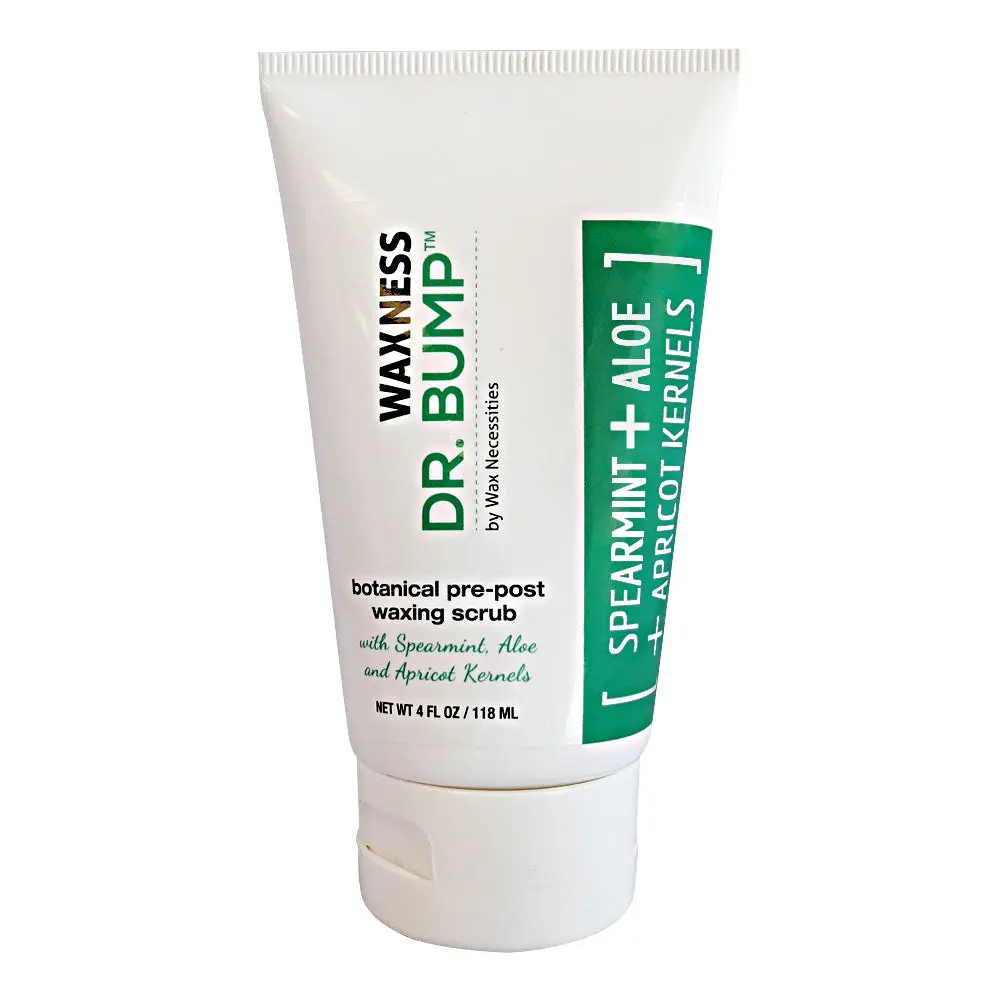 WAXNESS Dr. Bump Unisex Botanical Scrub, Pre-Post Waxing Exfoliating Body Care Treatment, Prevents Bumps, Fights Ingrown Hairs, 4 fl oz (118 ml)