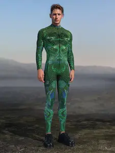 Green Spandex Full-body Printed Men's Swimsuit Halloween Party Cosplay Costume Clothes Casual Menswear Bestie Gamis Spiderman Hoodie jumpsuit romper romperswomen american flag overalls fourth of july overalls