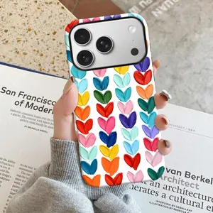 Cute Colorful Hearts Pattern Phone Case for iPhone 17 Pro Max/16 Pro/15Pro Max 15/14/13/12Max & Samsung S25 Ultra All Models, Double-Layer TPU Shockproof Protective Cover (Vintage Fruit Print)