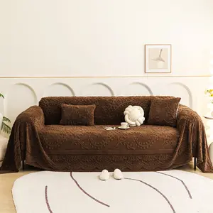 Plush Sofa Cover Blanket Winter Thickened Non-Slip Seat Cushion Protector, Universal Fit Full Coverage Soft Rabbit Fur Throw for Home Decor, Easy Maintenance, Thick Material