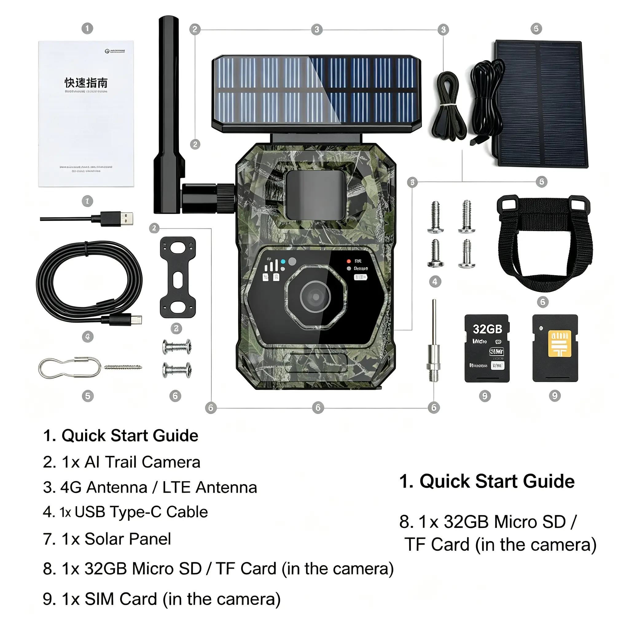 DNNinCam Solar 4G LTE Cellular Trail Camera - AI Wildlife Hunting Game Camera with Solar Panel, 32MP 1080P Night Vision, IP66 Waterproof, Remote App Access for Outdoor Deer Monitoring