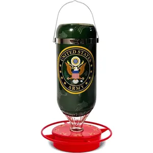 Hummer's Galore, United States Army Hummingbird Feeders for Outdoors Hanging Ant and Bee Proof, 32 oz, Glass (US Army)
