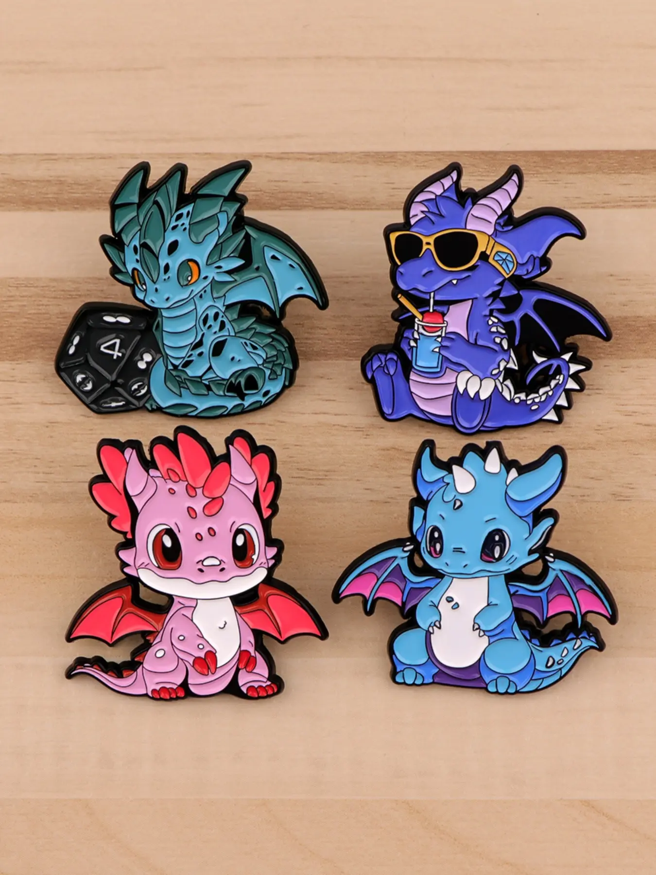 4pcs/set  Happy Colorful Cute Dinosaur Enamel Brooches, Punk Vintage Style Women's Jewelry Accessories, Zinc Alloy Badge, Durable Metal Pins, Perfect Gift, Daily Wear