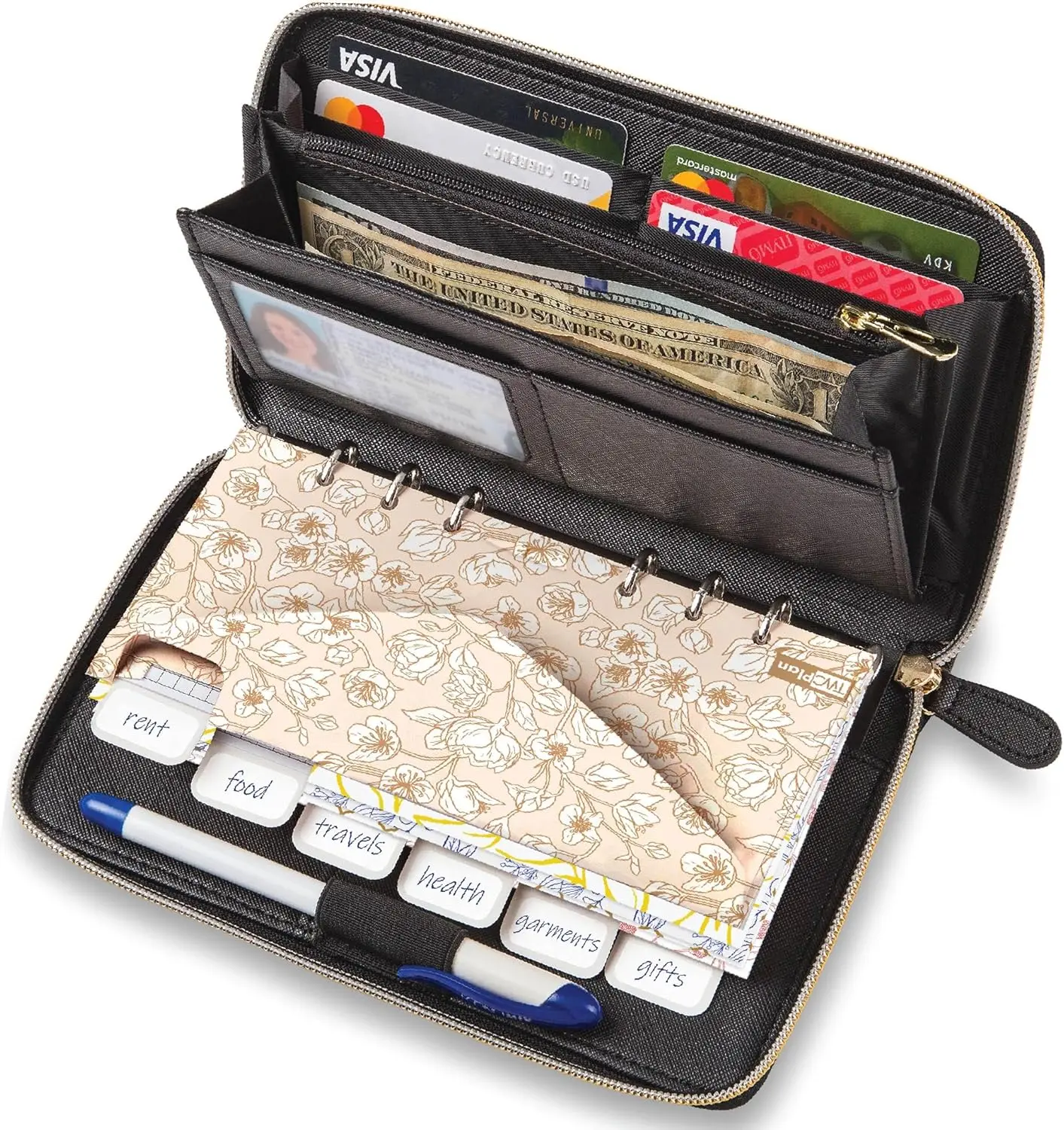 Envelope Wallet All in One Budget System with 12x Tabbed  Envelopes, 12x Monthly Budget Cards,1x Yearly budget planner sheet Complete  Organizer Set for  RFID Protection