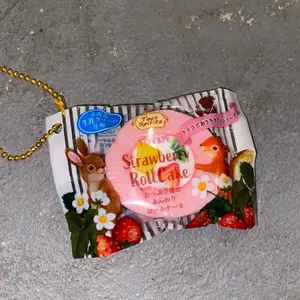 Strawberry Roll Cake Keychain Collectible