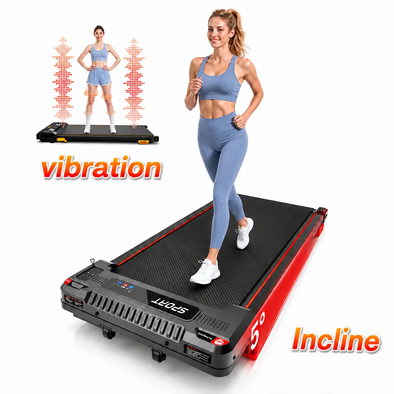 3-in-1 Remote Controlled Incline Treadmill - 2.5HP Sturdy Under Desk Walking Pad, Foldable Rail, Soothing Massage, 330lb Capacity, LED Display, All-in-1 Workout Station, Constant 5% Incline, Cardio at Home/Office Underdesk Fitness Equipment