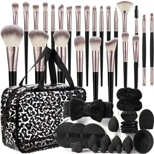 54 Piece Makeup Brush Set Makeup Tools Set with Soft Brushes, Travel Waterproof Bag, Powder Puffs, Liquid Beauty Sponges, Perfect for Beginners