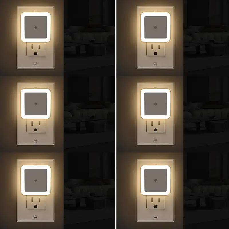 Night Light, Night Lights Plug into Wall 6-Pack, Plug in Night Light, Dusk to Dawn Nightlight Led Night Lights for Bedroom, Bathroom, Hallway Warm White Home Lighting