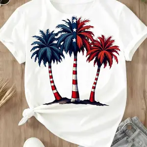"American Flag Palm Tree" T-Shirt, Patriotic Graphic Tee, Unisex Summer Beach Top, 4th Of July Gift, Casual Streetwear #SummerSale #MemorialDay #4thOfJuly