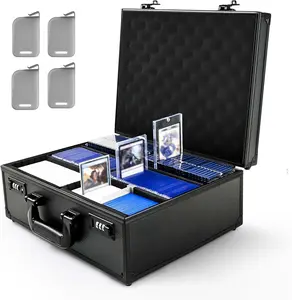 Kabinka Toploader Storage Box for 3" X 4" 35pt Rigid Cards,Large capacity Trading Card Storage Box with Combination Lock, Top Loader Storage Hard Case, Sports Card Case，Holds 600+ Toploaders